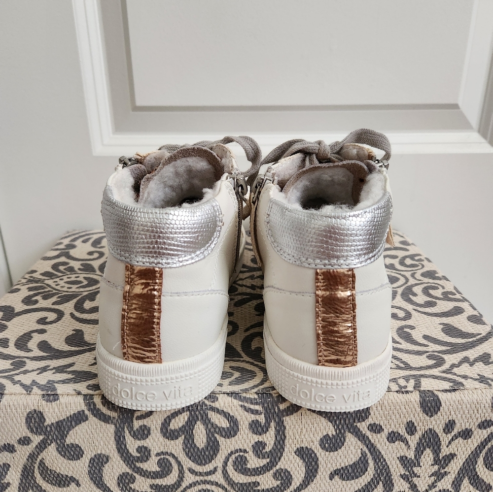 Dolce Vita Zonya Plush High Top Sneakers With Metallic Emellishments - Picture 6 of 7